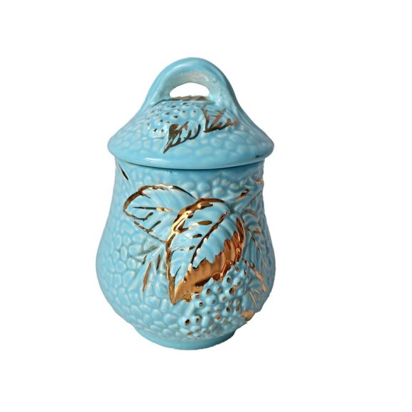 Vintage Wade Golden Turquoise Large Milk Pitcher & Covered Sugar Bowl England - Picture 3 of 8